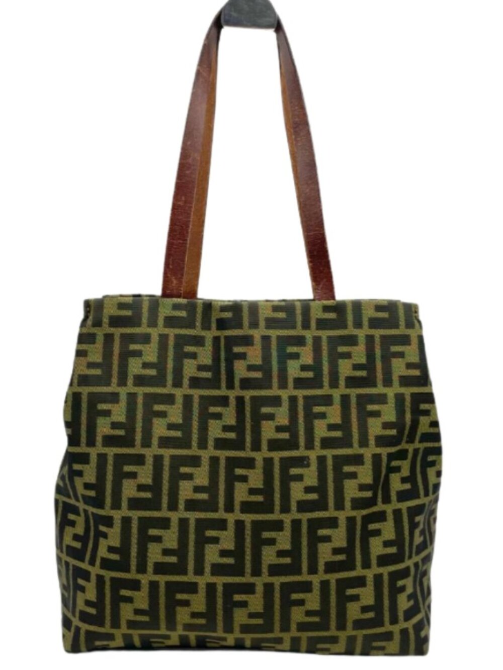 FENDI Vintage Zucca Brown Canvas and Leather Tote Bag